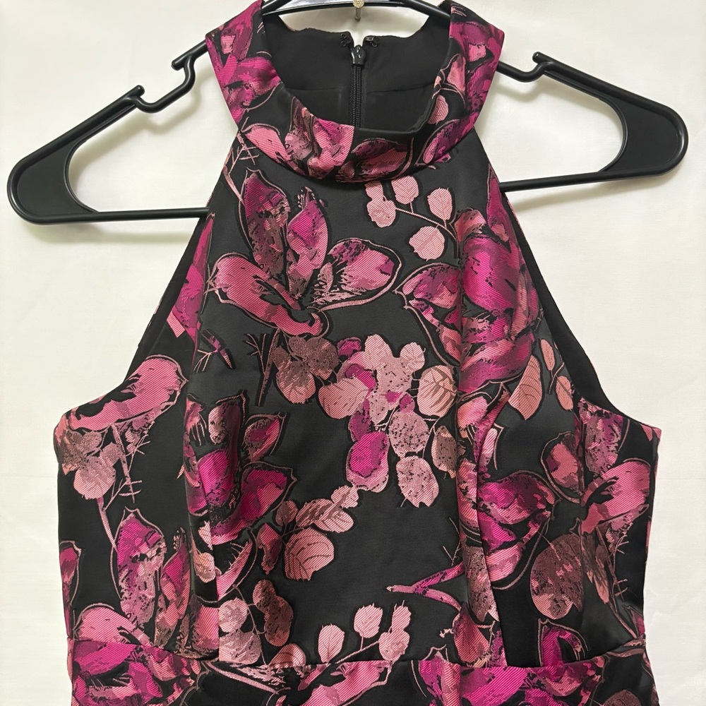 Eliza J Floral Jacquard Halter Dress Size 4P - Picture 2 of 10